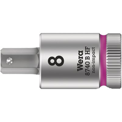 Wera 8740 B HF Zyklop Bitnuss mit 3/8"-Antrieb, mit Haltefunktion für Innensechskantschrauben, 8 x 38,5 mm