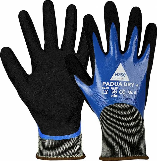 Hase PADUA DRY+,Montagehandschuh aus Polyest./Nitril/Nitrilschaum, Größe 6