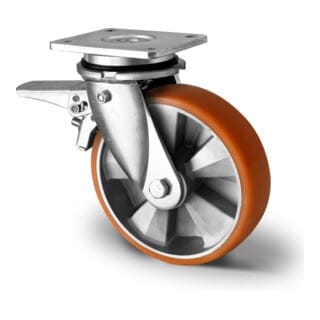 CASCOO Lenkrolle mit Totalfeststeller im Vorlauf ø 160 mm Serie BAU5 Doppelkugellager