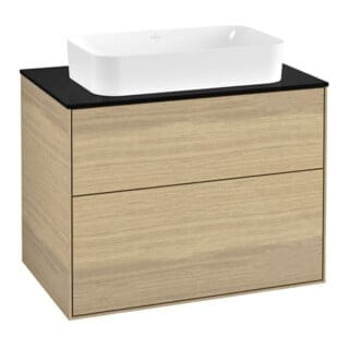 V&B Waschtischunterschrank Wandbeleuchtung Finion 80x60,3x50,1mm, Gl. bla Matt, Oak Veneer