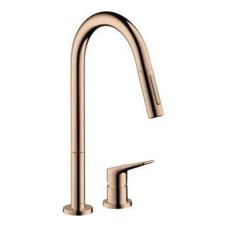 hansgrohe 2-Loch-Spültisch-Einhebelmischer 220 Axor Citterio M mit Ausziehbrause, polished red gold