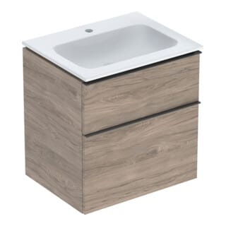 Geberit Möbel-Waschtischset iCon 60x63x48cm, we/KeraTe, nuss/Griff la. ma
