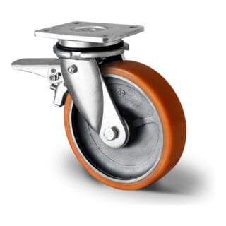CASCOO Lenkrolle mit Totalfeststeller im Vorlauf ø 160 mm Serie I2U5 Doppelkugellager