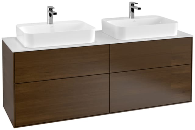 V&B Waschtischunterschrank Finion 160x60,3cm, Abd.-Pl. wh. m, wal veneer