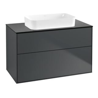 V&B Waschtischunterschrank Wandbeleuchtung Finion 100x60,3x50,1mm, Gl. bla m, md bl. m Lac