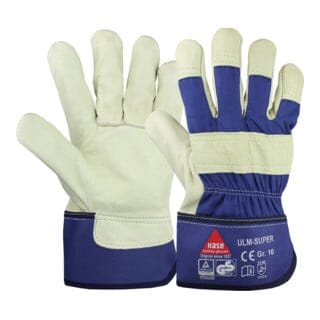 Hase ULM SUPER, Arbeitshandschuh aus Narbenleder, Farbe blau, Größe 7