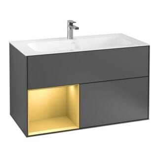 V&B Waschtischunterschrank Wandbeleuchtung Finion 99,6x59,1cm, Reg li gol m, Anthrac. matt