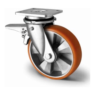 CASCOO Lenkrolle mit Totalfeststeller im Vorlauf ø 200 mm Serie BAU5 Doppelkugellager