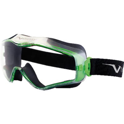 Vollsichtbrille 6x3 EN 166,EN 170 Rahmen gunmetallic/grün,Scheibe klar PC