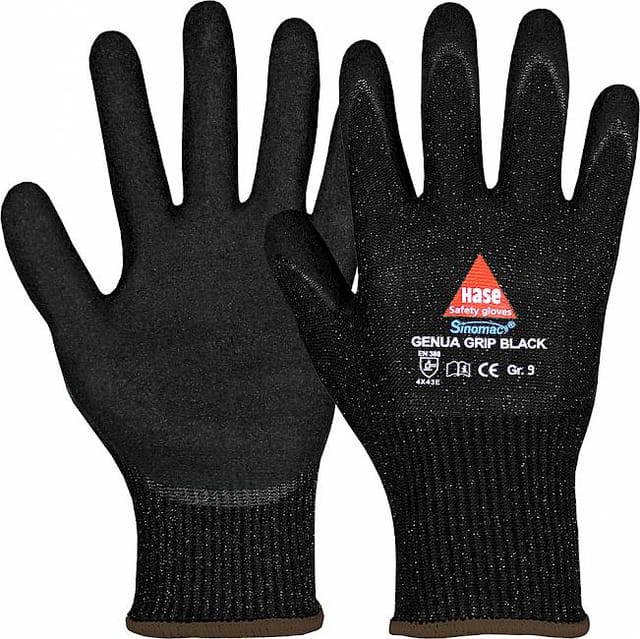 Hase GENUA GRIP BLACK, Montagehandschuh schnittfest Level D, Größe 6