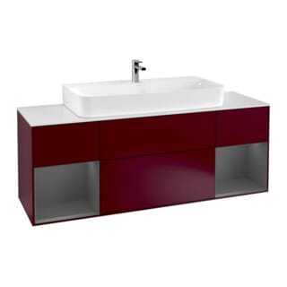 V&B Waschtischunterschrank Wandbeleuchtung Finion 160cm, Reg Anthrac. m Lac, Peony Matt