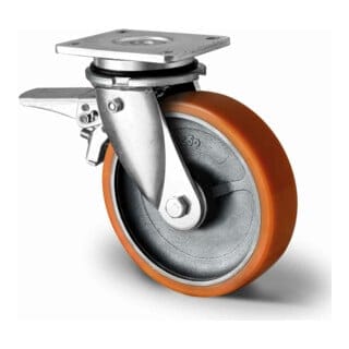 CASCOO Lenkrolle mit Totalfeststeller im Vorlauf ø 200 mm Serie I2U5 Doppelkugellager
