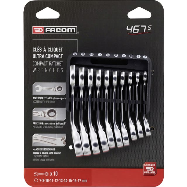 Facom Knarren-Ring-Maulschluessel, Set 10-tlg.