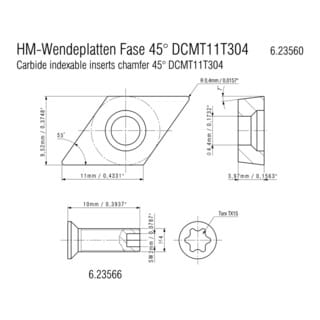 Metabo 10 HM-Wendeplatten Fase 45°, ISO DCMT 11 T 304