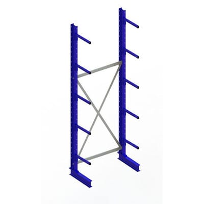 Meta Kragarmregal Grundregal IPE120 einseitig 3000 x 1000 x 400 mm Enzianblau + 5 Kragarmen je Ständer