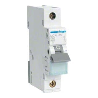 Hager Leitungsschutzschalter 1pol. C-63A, 6kA MCN163