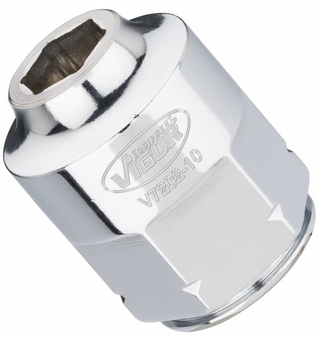 VIGOR Steckschlüssel-Einsatz superflach V7202-10 Vierkant hohl 12,5 mm (1/2 Zoll) Außen-Sechskant Profil 10