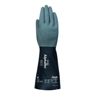 Chemiehandschuhe AlphaTec 53-001 Gr.8 grau/schwarz EN 388,EN 374,EN 407 6 PA