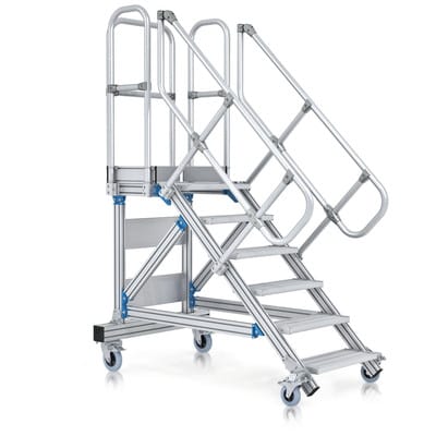 ZARGES Plattformtreppe fahrbar 45° 5 Stufen, 600 mm x 1.07 m 45 Grad breite 600 mm