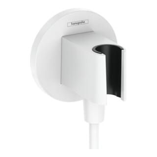 hansgrohe Wandanschluss Fixfit S rund, mit Brausehalter, mattweiß