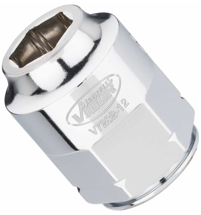 VIGOR Steckschlüssel-Einsatz superflach V7202-12 Vierkant hohl 12,5 mm (1/2 Zoll) Außen-Sechskant Profil 12