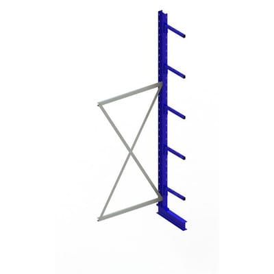 Meta Kragarmregal Anbau IPE120 einseitig 3000 x 1000 x 400 mm Enzianblau + 5 Armen je Ständer