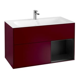 V&B Waschtischunterschrank Finion Reg re Black matt lacquer, Peony Matt