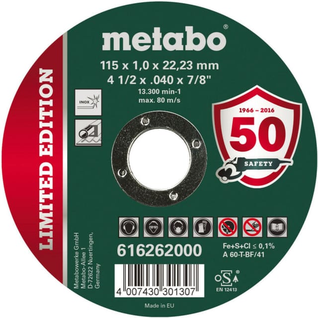 Metabo Limited Edition 115 x 1,0 x 22,23 mm, Inox, Trennscheibe, gerade Ausführung