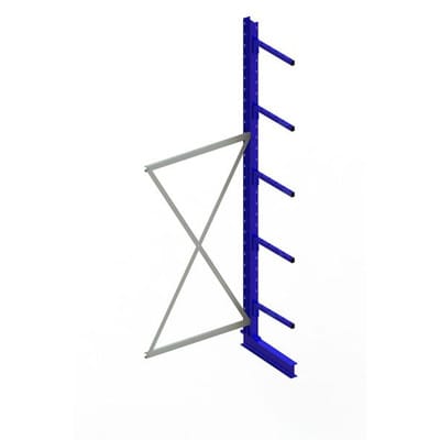 Meta Kragarmregal Anbau IPE120 einseitig 3000 x 1000 x 500 mm Enzianblau + 5 Armen je Ständer