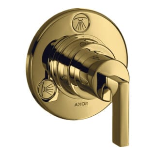 hansgrohe Fertigmontageset Trio/Quattro UP-Ab- + Um-V, m Hebel, pol. gol opt