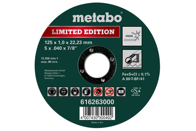 Metabo Limited Edition 125 x 1,0 x 22,23 mm, Inox, Trennscheibe, gerade Ausführung