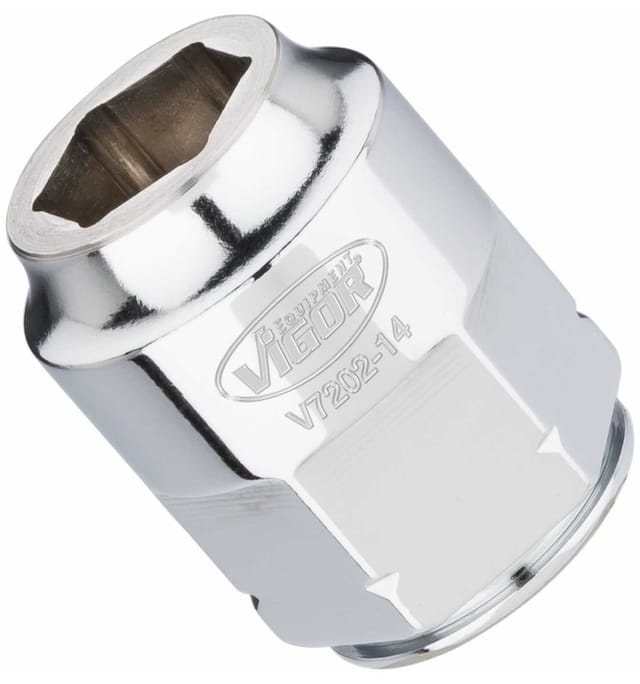 VIGOR Steckschlüssel-Einsatz superflach V7202-14 Vierkant hohl 12,5 mm (1/2 Zoll) Außen-Sechskant Profil 14
