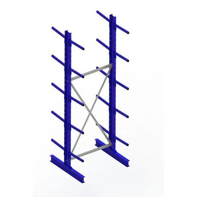 Meta Kragarmregal Grundregal IPE120 doppelseitig 3000 x 1000 x 800 mm Enzianblau + 10 Kragarmen je Ständer