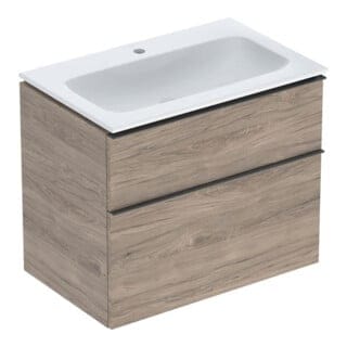 Geberit Möbel-Waschtischset iCon 75x63x48cm, we., nuss/Griff lava matt
