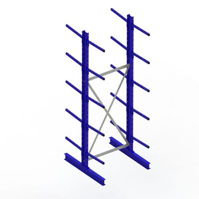 Meta Kragarmregal Grundregal IPE120 doppelseitig 3000 x 1000 x 1000 mm Enzianblau 10 Kragarmen je Ständer
