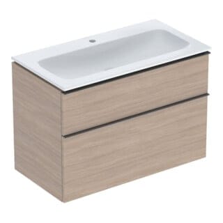 Geberit Möbel-Waschtischset iCon 90x63x48cm, weiß, Eiche, Griff lava matt