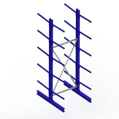 Meta Kragarmregal Grundregal IPE120 doppelseitig 3000 x 1000 x 1200 mm Enzianblau 10 Kragarmen je Ständer