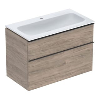 Geberit Möbel-Waschtischset iCon 90x63x48cm, we., nuss/Griff lava matt