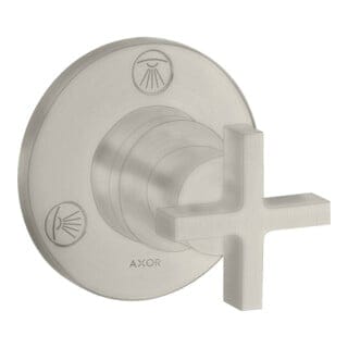 hansgrohe Fertigmontageset Trio/Quattro UP-Ab- + Um-V, m Kreuz, Edelstahl-Optik