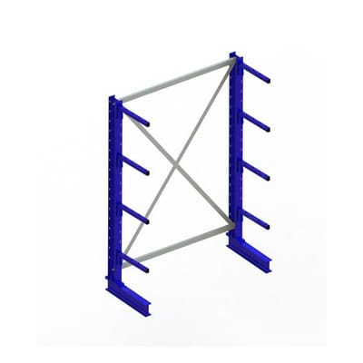 Meta Kragarmregal Grundregal IPE120 einseitig 2000 x 1300 x 400 mm Enzianblau + 4 Kragarmen je Ständer