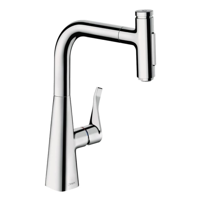 hansgrohe Spültisch-Einhebelmischer 240 Metris Select M71 mit Ausziehbrause, 2jet, chrom