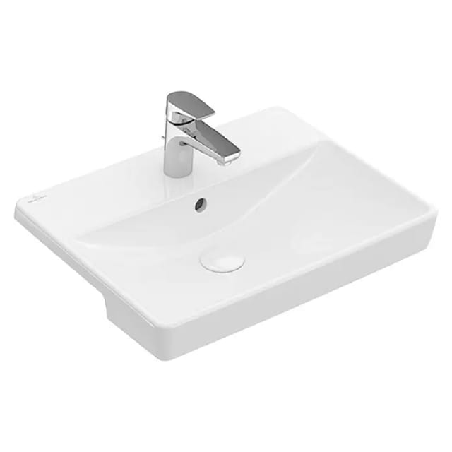 V&B Vorbauwaschtisch AVENTO 55x44cm, 1 HL, mit Überlauf, weiß C-plus