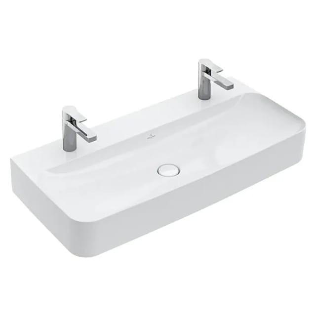 V&B Waschtisch Finion 100x47cm, 2 HL, ohne Überlauf, weiß C+