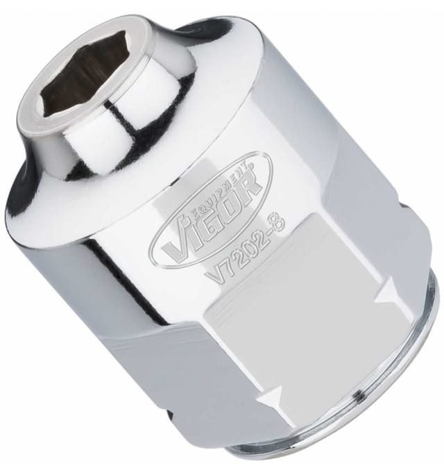 VIGOR Steckschlüssel-Einsatz superflach V7202-8 Vierkant hohl 12,5 mm (1/2 Zoll) Außen-Sechskant Profil 8
