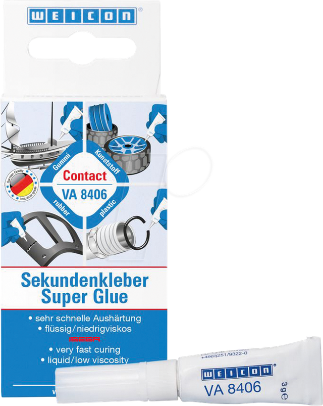 WEICON Cyanacrylat-Klebstoff VA 8406, Sekundenkleber für schnelle Fixierungen und Verklebungen, 3 g