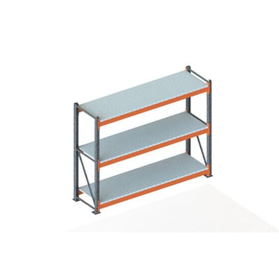 Meta Großfachregal Grundregal 2200 x 2700 x 800 mm verzinkt / rotorange multipal S + Stahlpaneelen