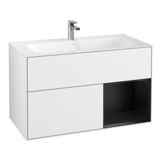 V&B Waschtischunterschrank Finion Reg re bla m Lac, Glossy white lacquer