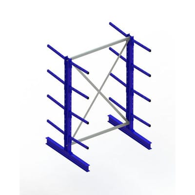 Meta Kragarmregal Grundregal IPE120 doppelseitig 2000 x 1300 x 1000 mm Enzianblau + 8 Kragarmen je Ständer