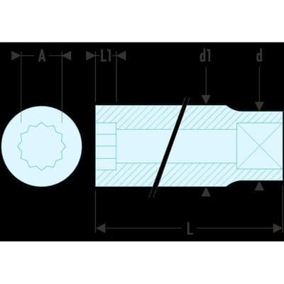 Facom Steckschlüssel 1/4" 12-Kant 1/2