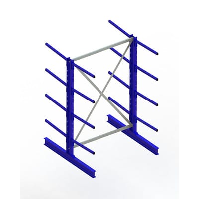 Meta Kragarmregal Grundregal IPE120 doppelseitig 2000 x 1300 x 1200 mm Enzianblau + 8 Kragarmen je Ständer